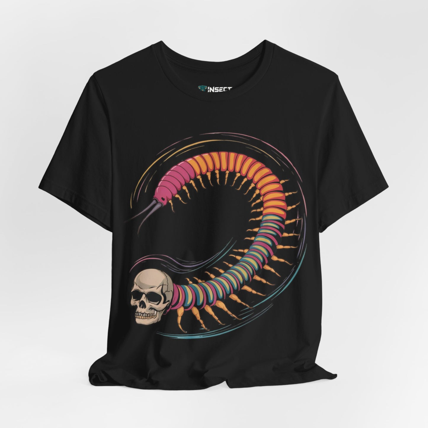 Psychedelic Centipede Skull Spiral Tee