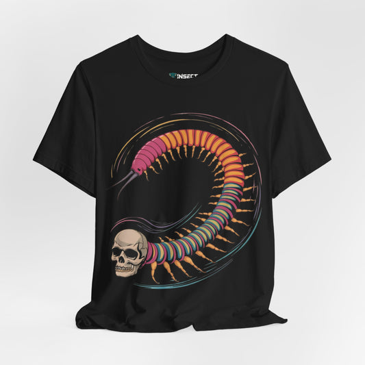 Psychedelic Centipede Skull Spiral Tee